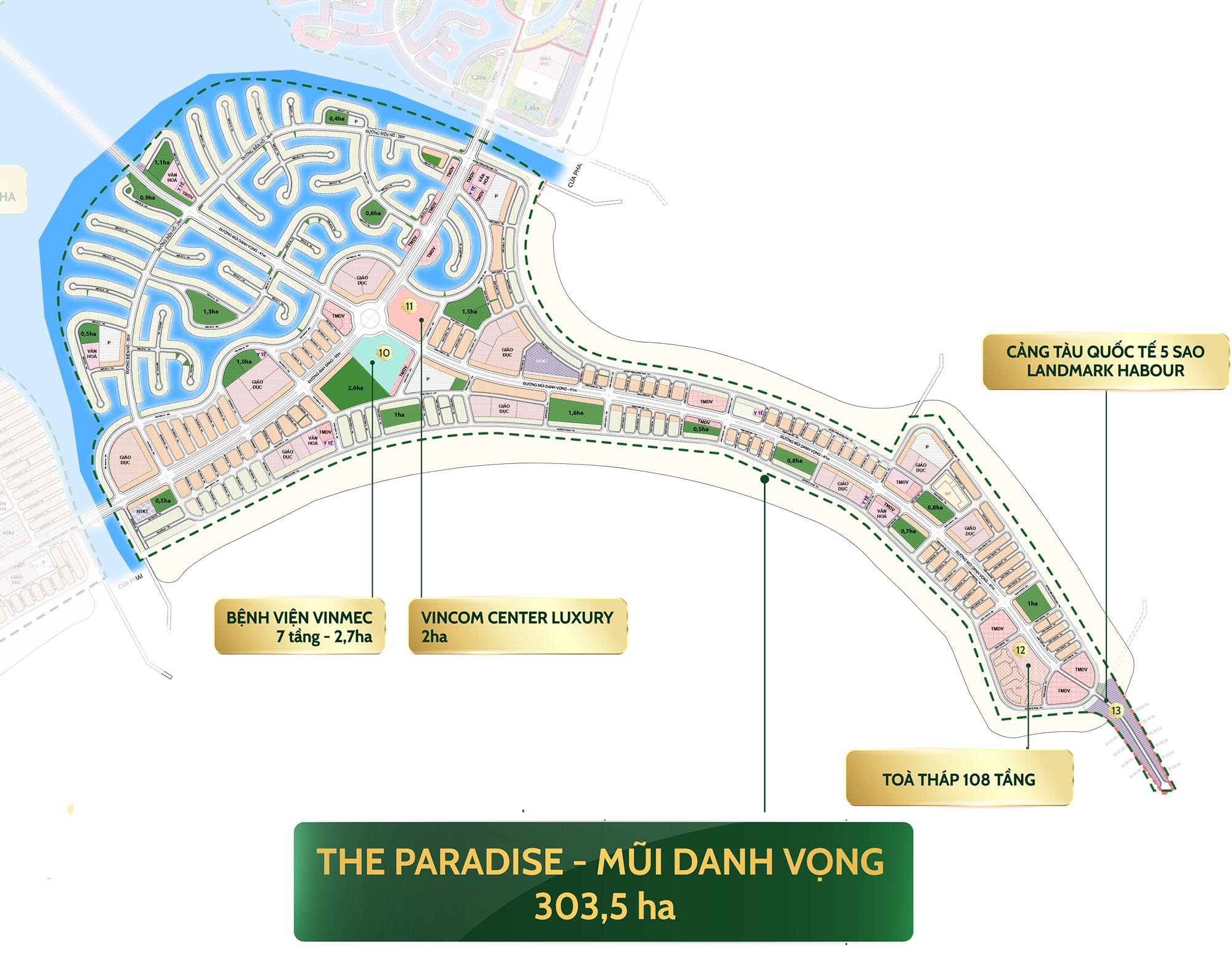 Phân khu C: The Paradise (Mũi Danh Vọng) – 303.5 ha