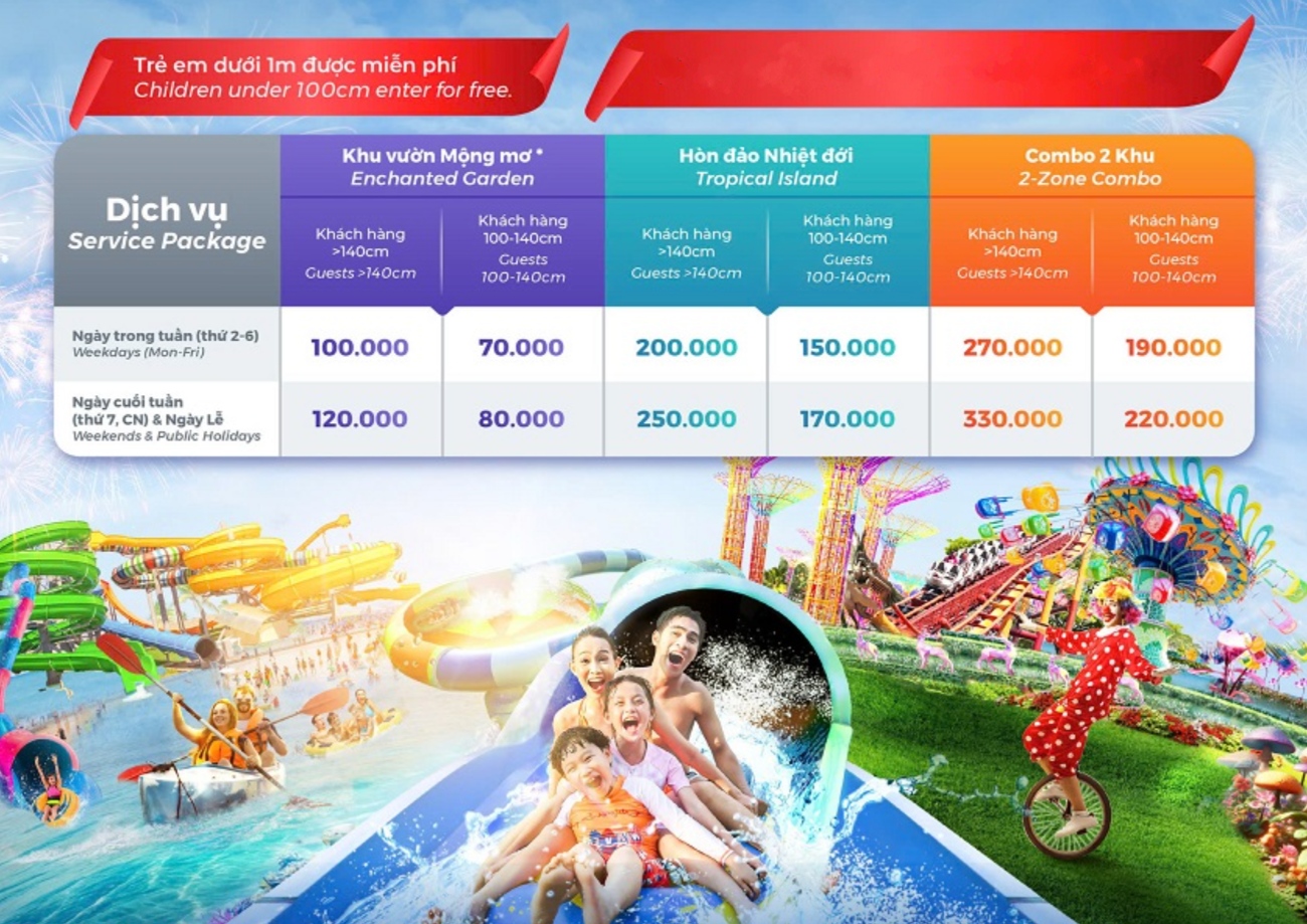 Bảng giá vé dịch vụ tại công viên Grand Park Quận 9