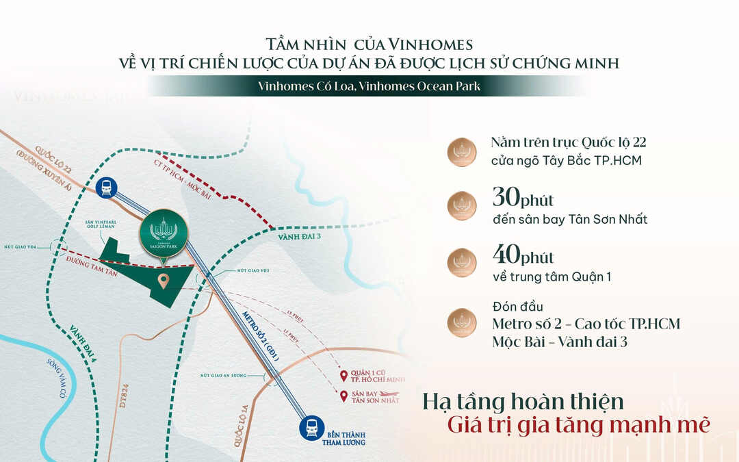Bản đồ vị trí Khu Đô Thị Vinhomes Saigon Park Hóc Môn
